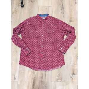 Roper Men’s 2XL Western Pearl Snap Shirt – Patriotic Long Sleeve Cowboy Rodeo